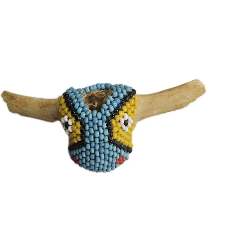 Handmade Beaded Tie Holders Tribal Style Horn Bone